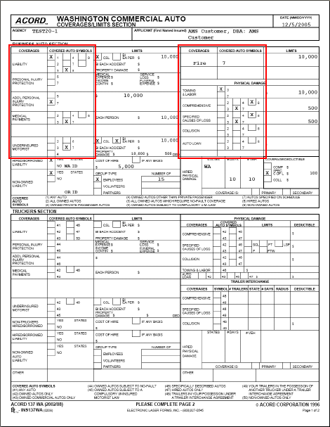 Form Map: Bus Auto ACORD 137