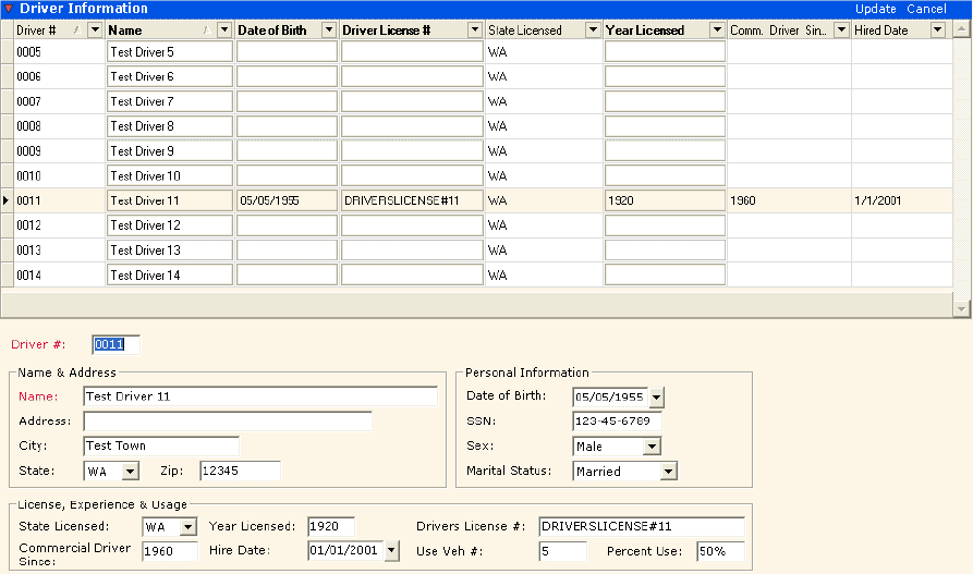 Form Map: Business Auto Commercial Auto Driver Information Schedule ...