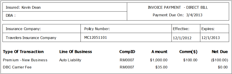 Invoice Code Fee Setup