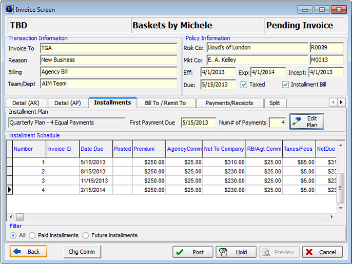 Invoice Installment Plans