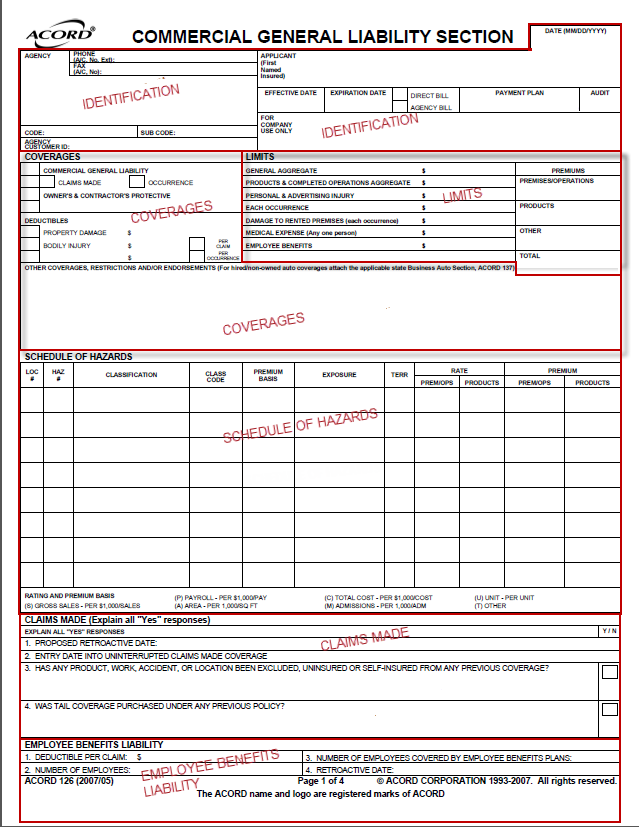 ACORD 126 Commercial General Liability Form